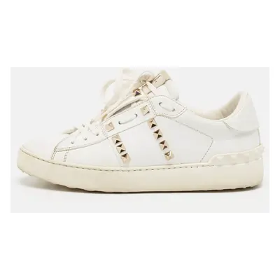 Valentino White Leather Rockstud Untitled Sneakers Size