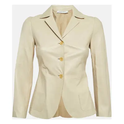 Miu Miu Vintage Cream Leather Button Front Jacket