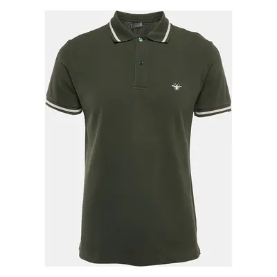 Dior Homme Green Bee Embroidered Cotton Polo T-Shirt