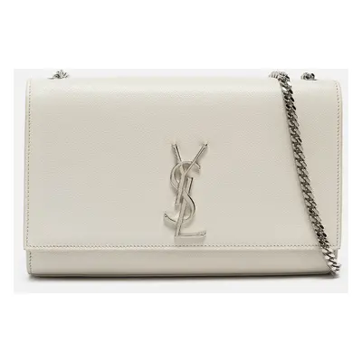 Saint Laurent Off White Leather Medium Kate Shoulder Bag