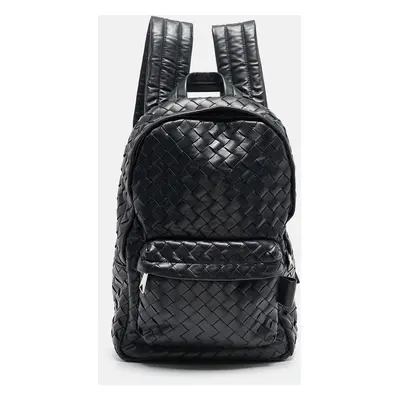 Bottega Veneta Navy Blue Intrecciato Leather Small Backpack