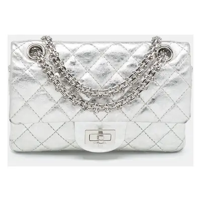 Chanel Silver Quilted Patent Leather Classic Reissue 2.55 Flap Bag