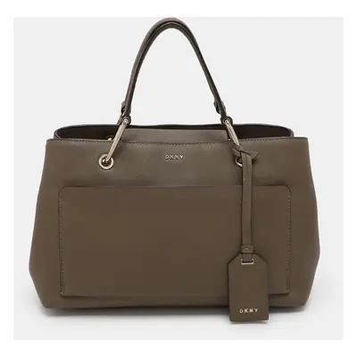 Dkny Khaki Green Leather Tote