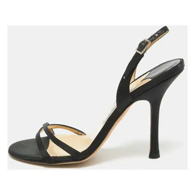 Jimmy Choo Black Satin Slingback Sandals Size