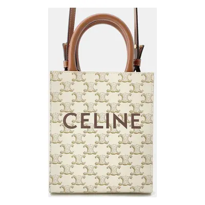 Celine Triomphe Vertical Hippo Ivory/Brown Pvc Size Mini