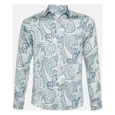 Etro White Paisley Print Cotton Full Sleeve Shirt