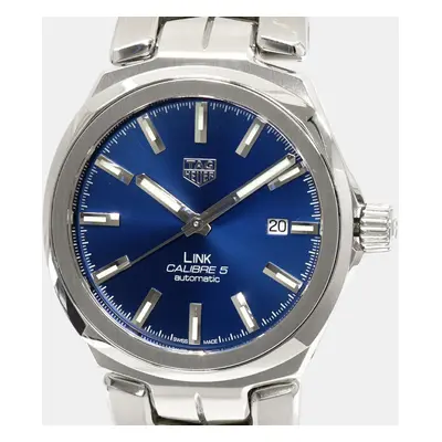 TAG Heuer Blue Stainless Steel Link Calibre WBC2112 Automatic Men's Wristwatch mm