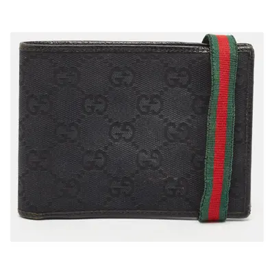 Gucci Black GG Canvas Web Bifold Wallet