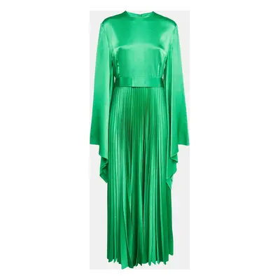 Solace London Sage Green Textured Crepe Pleated Maxi Dress