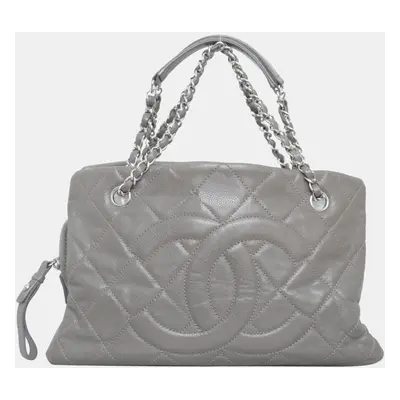 Chanel Grey Caviar Leather Timeless Tote Bag