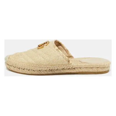 Gucci Beige Matelasse Raffia GG Marmont Espadrille Mules Size