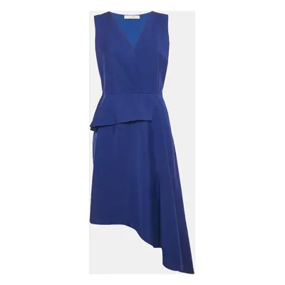 Dior Blue Wool V-Neck Asymmetric Midi Dress