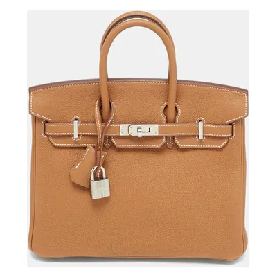 Hermes Gold Togo Leather Palladium Finish Birkin Bag