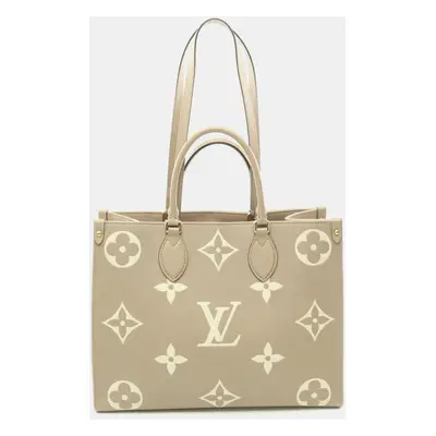 Louis Vuitton Beige/Ivory Leather Monogram Empreinte OnTheGo MM Tote Bag