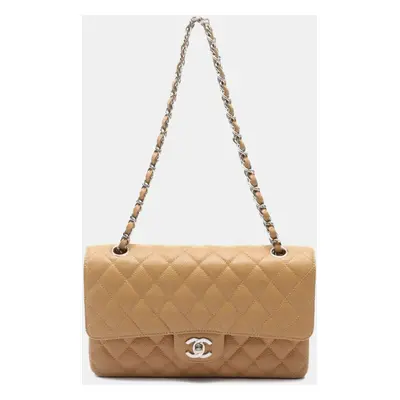 Chanel Brown Caviar Leather Double Flap Shoulder Bag