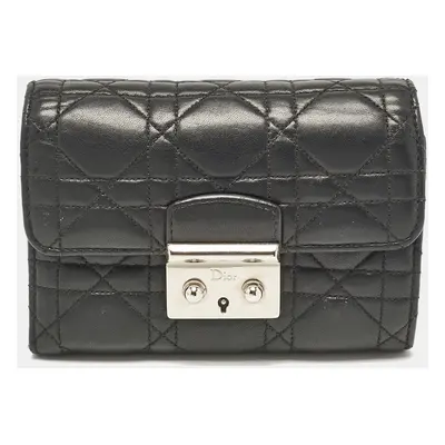 Dior Black Cannage Leather Miss Dior Compact Wallet