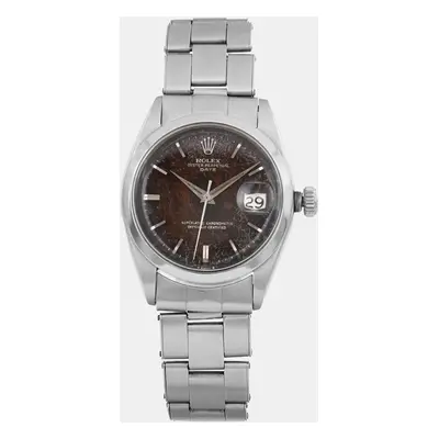 Rolex Oyster Perpetual Date Tropical Dial Steel Automatic Men's Wristwatch