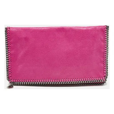 Stella McCartney Fuchsia Faux Suede Fallabella Foldover Clutch