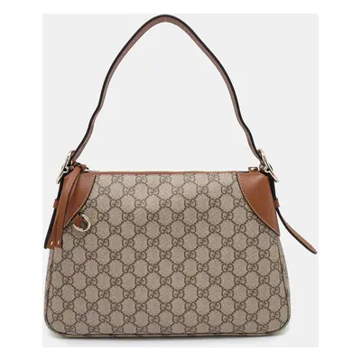 Gucci Gg Emblem Medium One Shoulder Bag Beige/Brown Pvc Leather