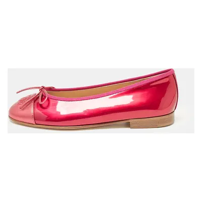 Chanel Purple Patent Leather CC Ballet Flats Size 35.5