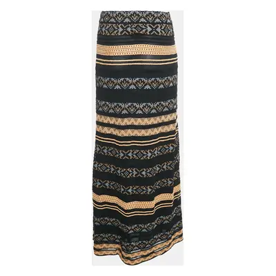 M Missoni Black Patterned Knit Maxi Skirt