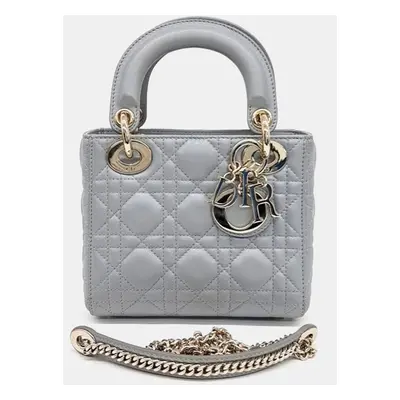 Dior Grey Leather Cannage Lady Mini Bag