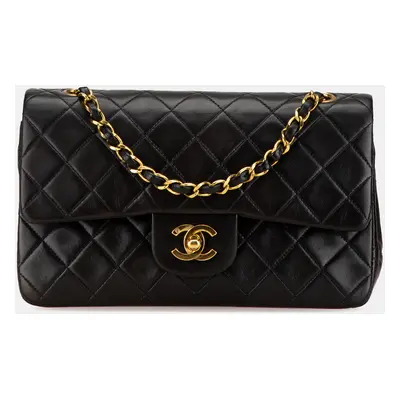 Chanel Black Small Classic Lambskin Double Flap Shoulder Bag