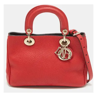 Dior Red Leather Small Diorissimo Tote