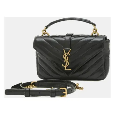 Saint Laurent Paris Black Leather College Chain Bag