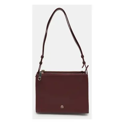 Aigner Burgundy Leather Shoulder Bag