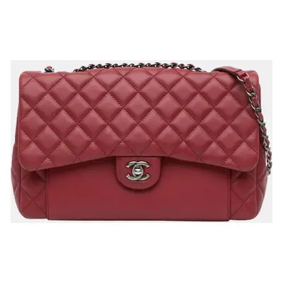 Chanel Red CC Quilted Lambskin Single Flap