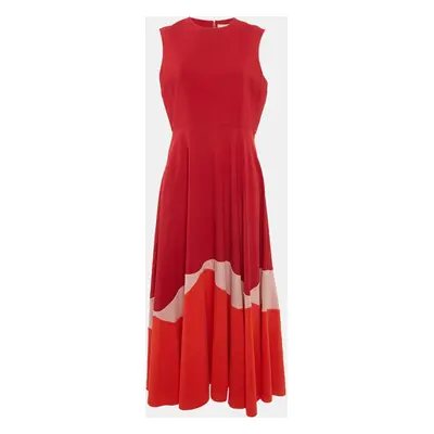 Roksanda Red Crepe Contrast Panel Detail Long Dress