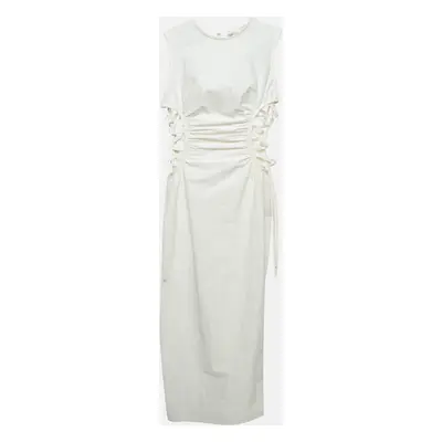 Christopher Esber Off White Ruched Side Laced Shell Dress