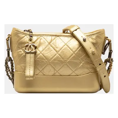 Chanel Gold Small Metallic Lambskin Gabrielle Crossbody