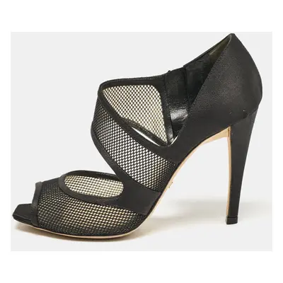 Dior Black Canvas and Mesh Fascination Peep Toe Pumps Size 37.5