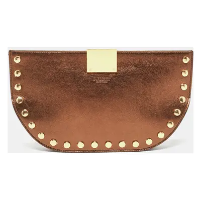 Burberry Bronze Leather Studded Olympia Clutch