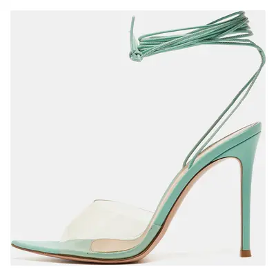 Gianvito Rossi Green Leather Ankle Wrap Sandals Size