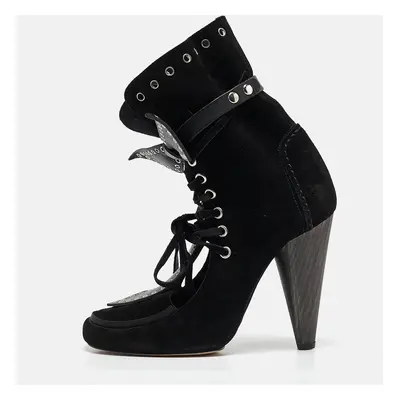 Isabel Marant Black Suede Milla Eyelet Ankle Boots Size