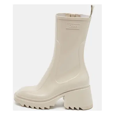 Chloe Cream Rubber Betty Rain Boots Size