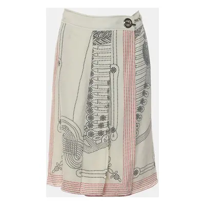 Hermes White Silk Printed Chain D'Ancre Skirt FR Women