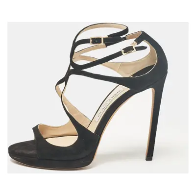 Jimmy Choo Black Suede Lance Platform Sandals Size