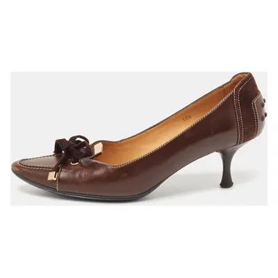 Tod's Brown Leather Bow Loafer Pumps Size 38.5