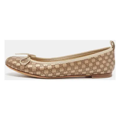 Gucci Gold Leather GG Ballet Flats Size