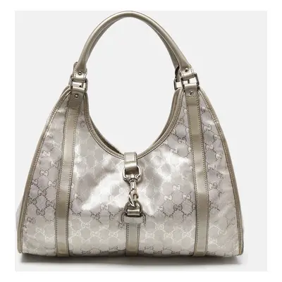 Gucci Silver GG Imprime Canvas and Leather Medium Joy Shoulder Bag