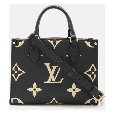 Louis Vuitton Black Leather Monogram Empreinte OnTheGo PM Handbag