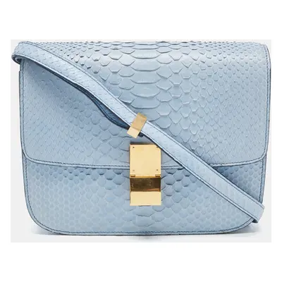 Celine Blue Python Medium Classic Box Bag