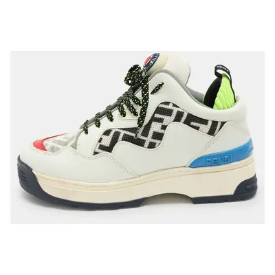 Fendi Multicolor Leather and Mesh T-Rex Low Top Sneakers Size