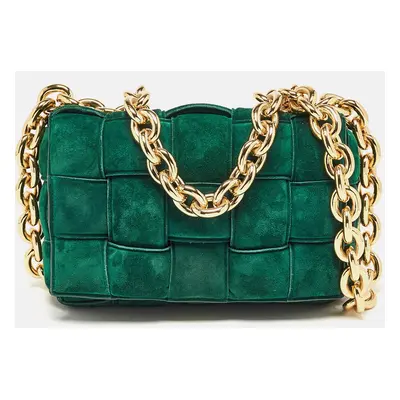 Bottega Veneta Green Padded Suede Cassette Chain Bag