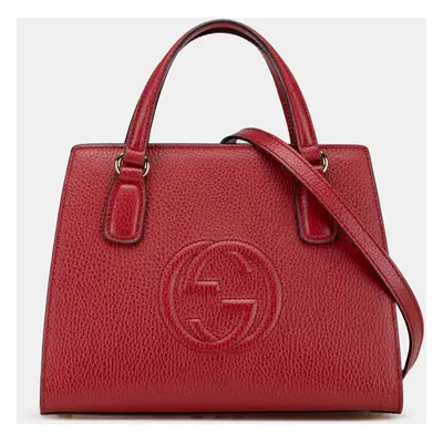 Gucci Red Medium Dollar Calf Soho Top Handle Convertible Tote Bag