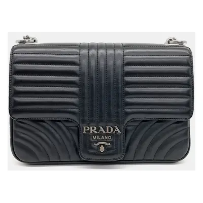 Prada Black Leather diagram chain shoulder bag